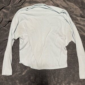 Elegant Light Blue Long Sleeve Women's Top